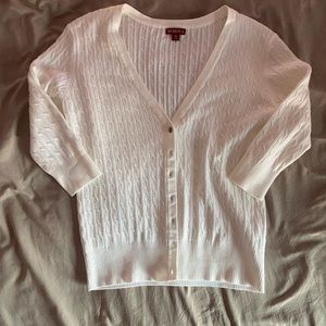 Merona White Button Up Sweater Cable Knute Size:M